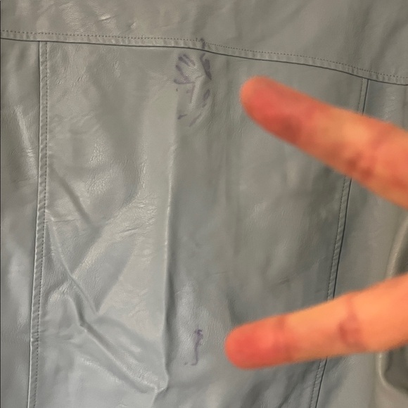 Plus size baby blue faux leather zip-up jacket, 3X - Picture 8 of 9